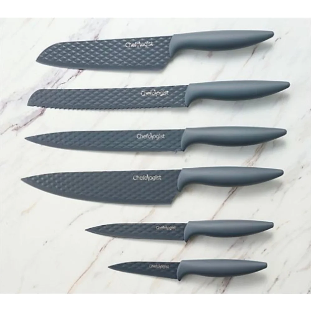 NEW Chefologist 6 PC Diamond Air non-stick cutlery set with shealths